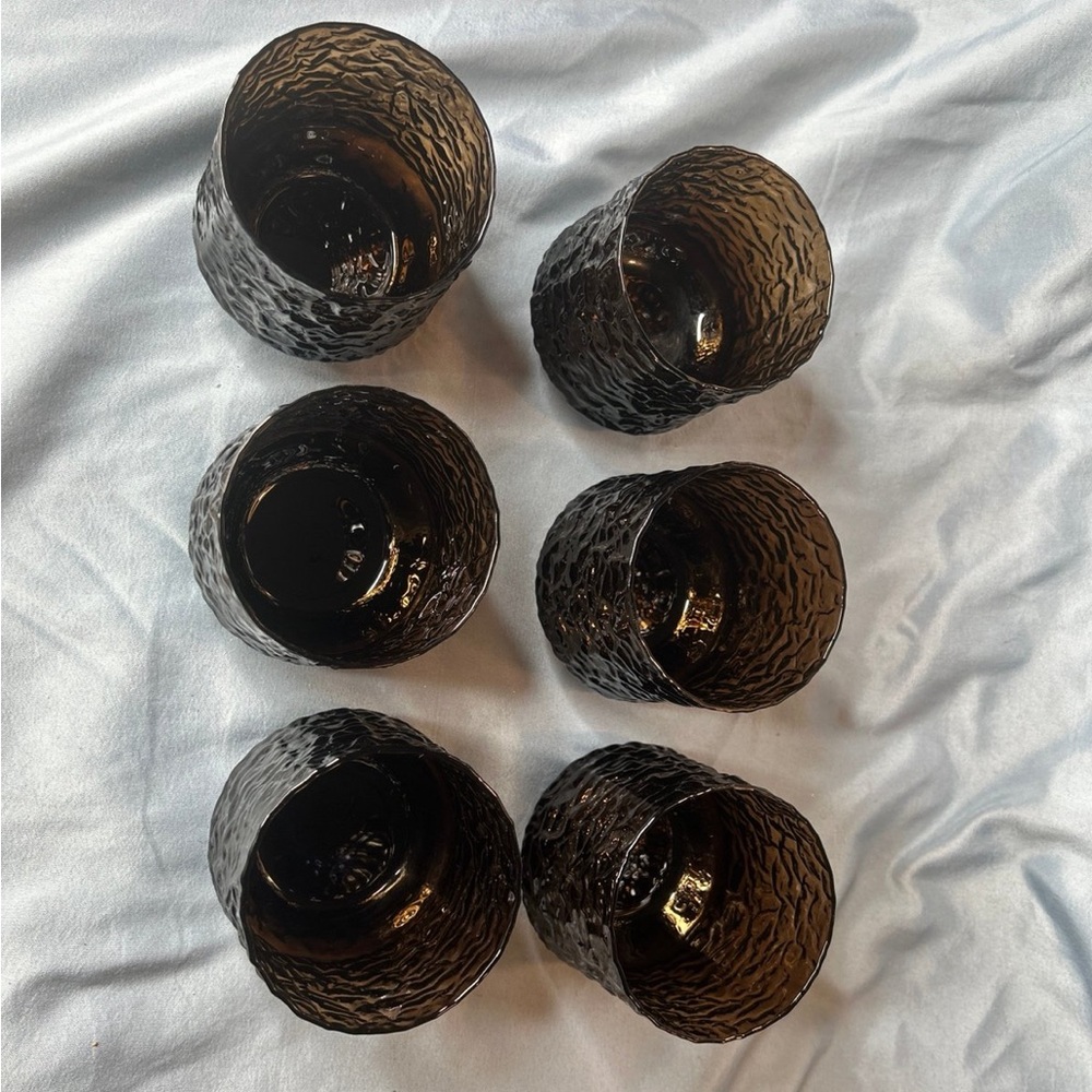 Lenox Crystal Impromptu Brown Crinkle Rocks Glasses, Vintage Lenox Barware - Picture 3 of 4